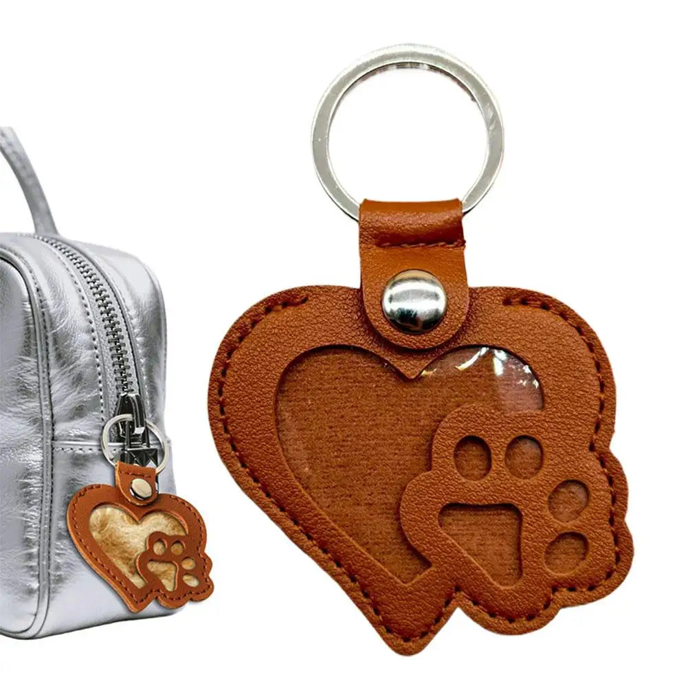 Pet Cat Dog Hair Storage Pendant Memorial Keychain Cat Paw Heart Cat And Dog Fur Keepsake Collecting Storage Bag