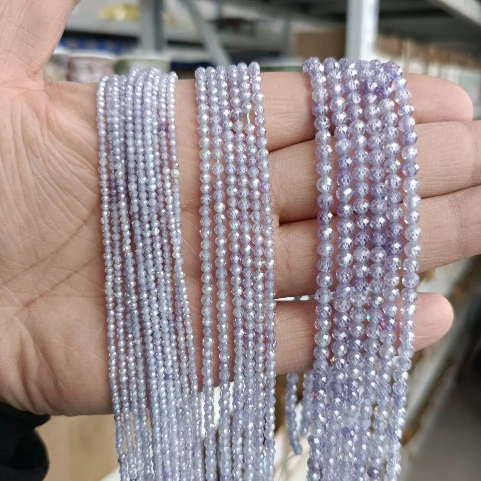 Natürliche Zirkonperlen 2, 3, 4 mm winziger Stein, lose Distanzperlen für Halskette, Armbänder, Zubehör, Schmuckherstellung, 39,9 cm Strang