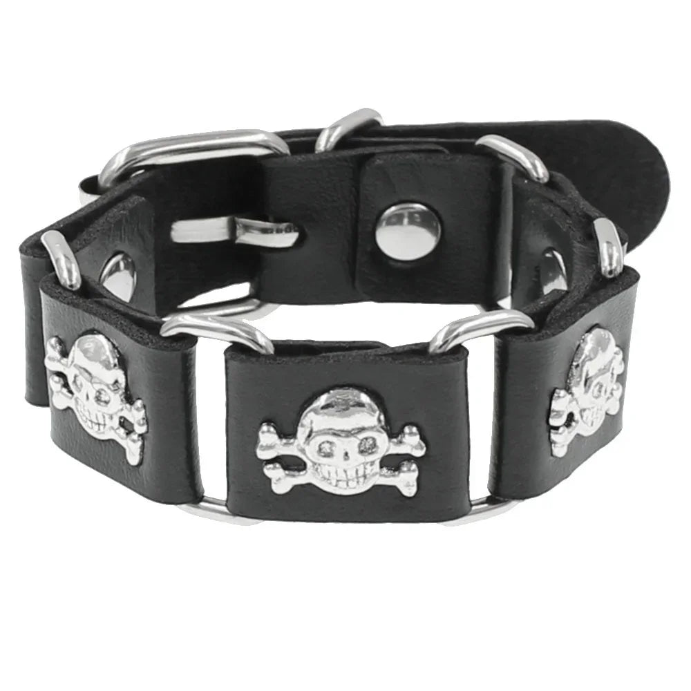 Neue breite Punk Chunky Rivet Leder Armreif Rock Reihen quadratische Nägel Armband einstellbare Größe Schmuck Armbänder & Armreif