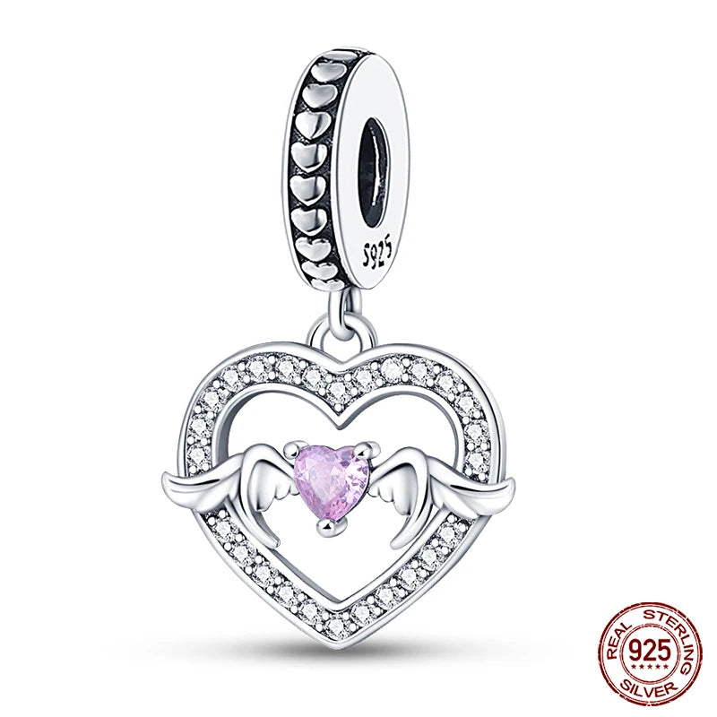 Charms aus 925er-Sterlingsilber, romantische Herz-Serie, Perlen, passend für Qikaola 925 Original-Armbänder, DIY-Schmuck zum Muttertag, Geschenke