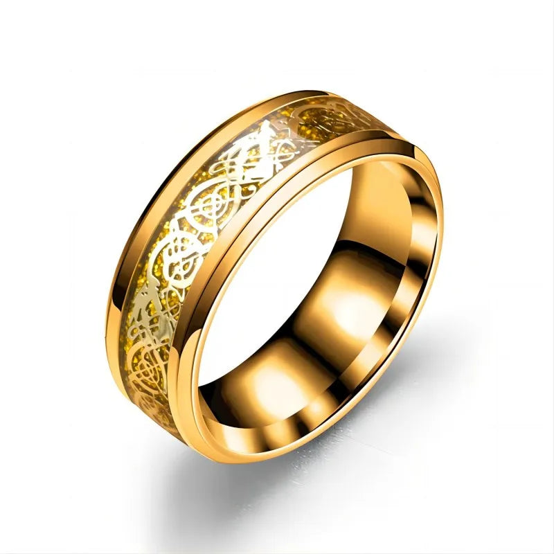 20 Farben Herrenschmuck Rot Blau Schwarz Drache Inlay Comfort Fit Edelstahlringe für Hochzeit Breite 8 mm