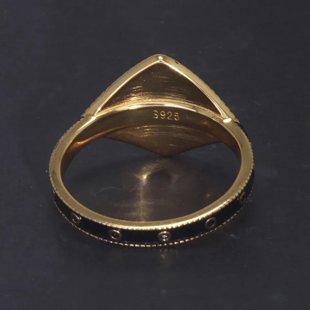 Game Dark Souls Series Ring der Gastgeschenk aus echtem 925er-Sterlingsilber mit Retro-Vergoldung für Männer und Frauen, Fans, Cosplay-Schmuck
