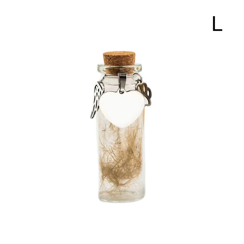 ieniaCC55 SigurPet Gedenkflasche für Haustiere, Haare, Hunde, Katzen, Fell, Andenken, Flaschenaufbewahrung mit 3 silbernen Accessoires, Gedenkurnenbehälter für Haustiere