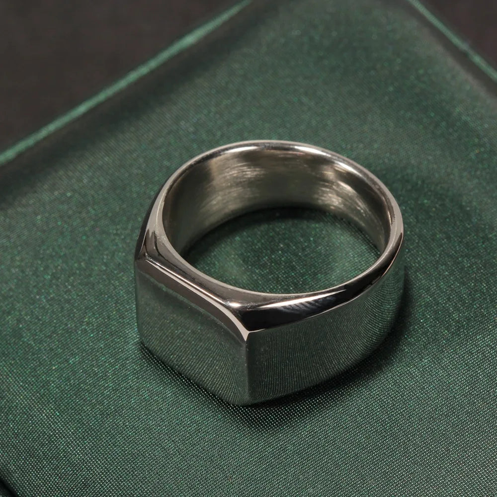 316L Edelstahl Quadrat Signet Ring Für Männer Männlich Finger Schmuck Zubehör Antioxidans Anti-stress Ring