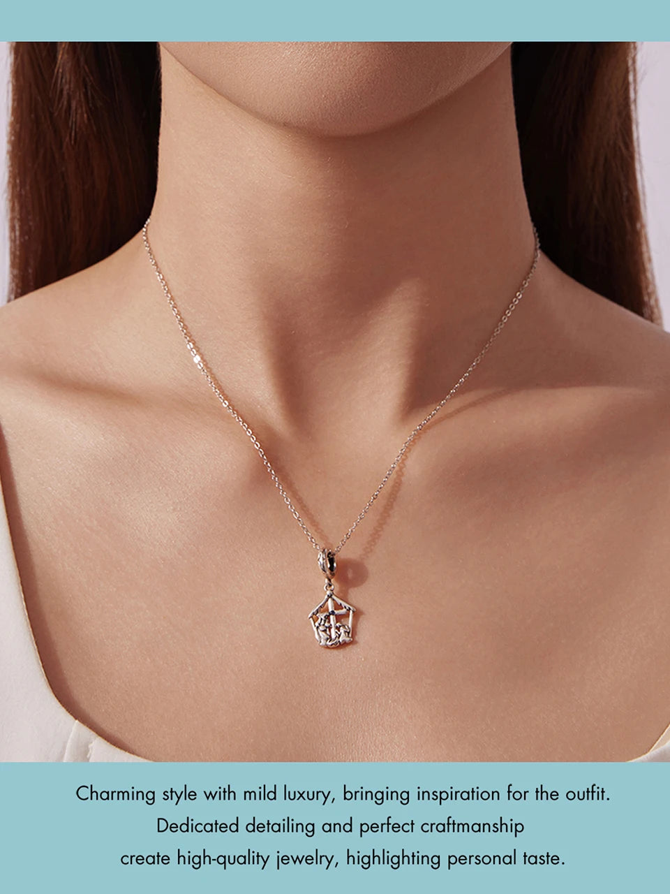 WOSTU Anhänger „Jesus-Krippe“ aus 925er-Sterlingsilber, „Die Geburt Jesu“, passend für Armbänder, Halsketten, DIY, einzigartiges Geschenk
