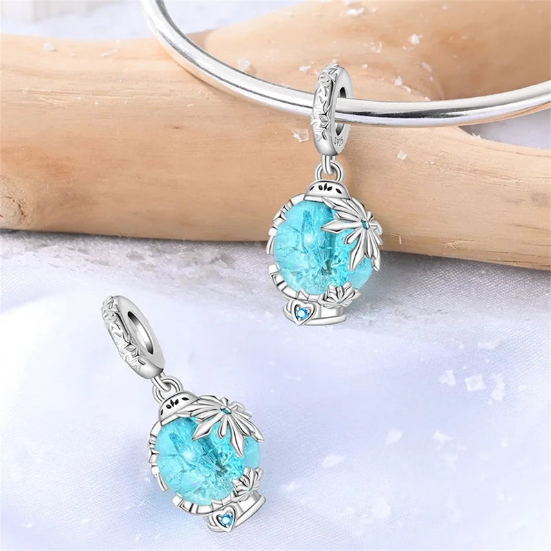 Winter-Charm, Original-Charm-Anhänger aus 925er-Sterlingsilber, Schneeflocke, Schneemann, Pinguin, für Frauen, feiner DIY-Geburtstagsschmuck, Geschenke