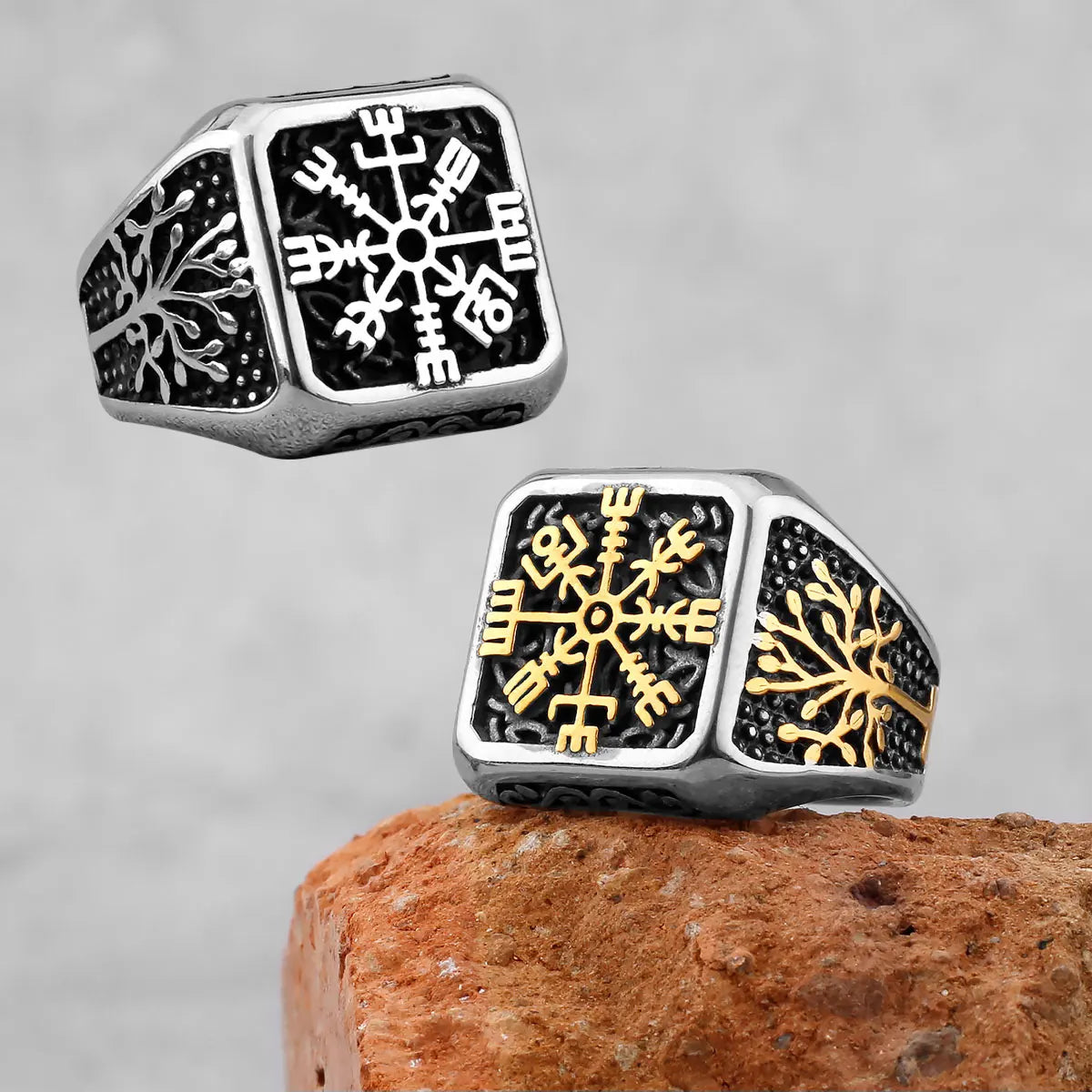 Vintage Edelstahl Wikinger Amulett Ring Nordischer Kompass Runen Männer und Frauen Ringe Teenager Multi Style Schmuck Freund Geschenk