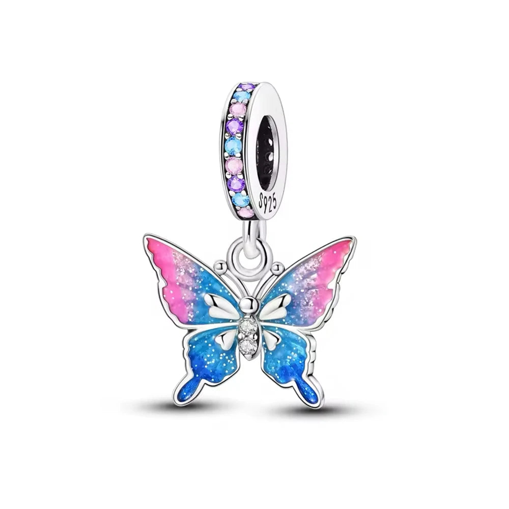 2025 Neu in Original 925 Sterling Silber Bunte Exquisite Schmetterling Serie Charm Fit Armband Halskette DIY Frauen Schmuck Geschenk