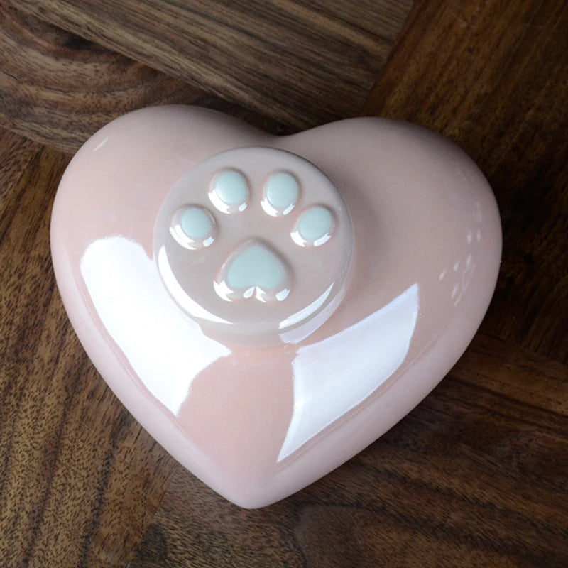380 ml Welpen Beerdigung Box Katze Klaue Herz Glas Lagerung Schatulle Keramik Versiegelt Haustier Urne für Asche Hund Memorial Asche Feuerbestattung Andenken