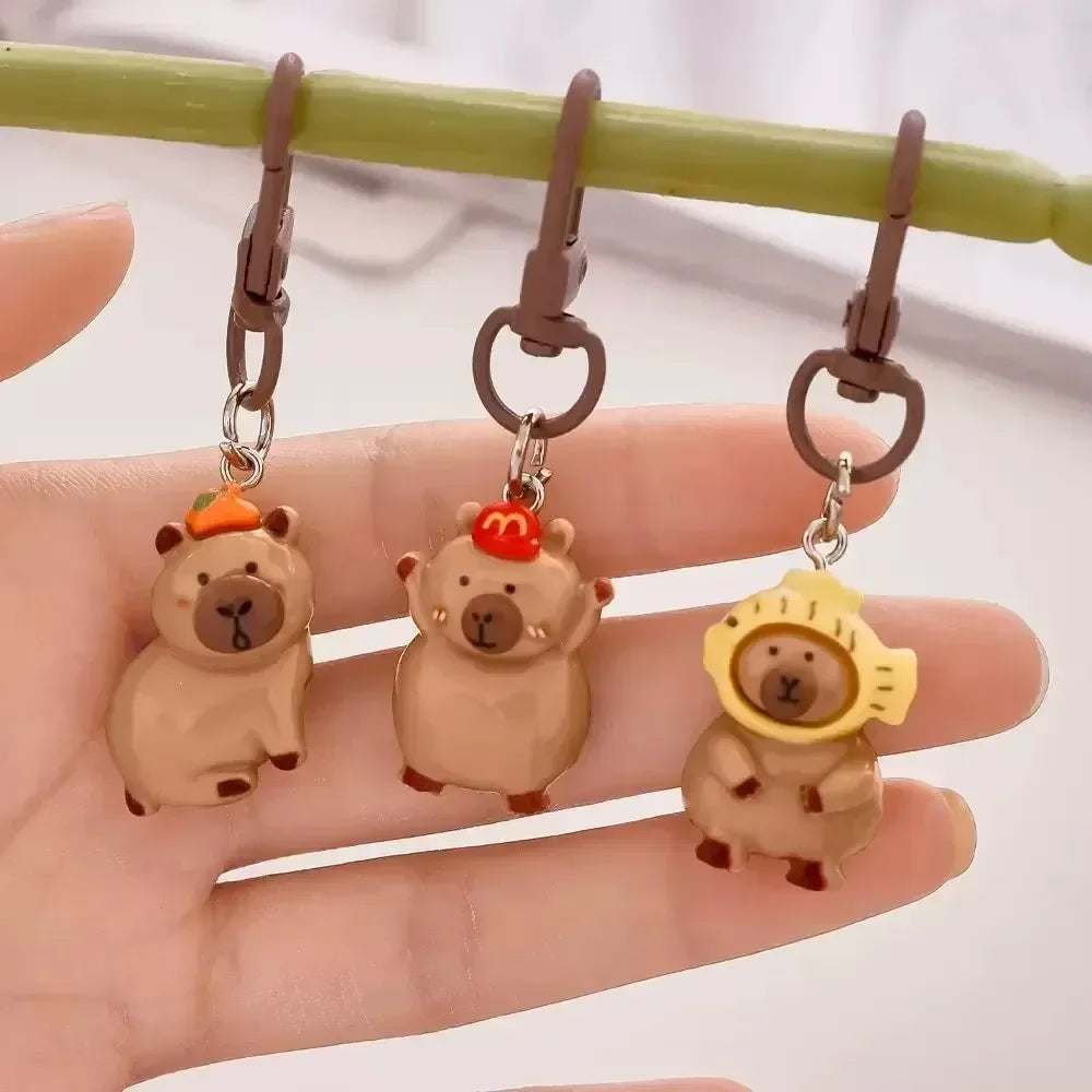 1-10Pcs Lustige Cartoon Capybara Schlüsselanhänger Frauen Männer Charme Harz Glänzend Flatback Tier Anhänger Schlüsselring Schmuck, Die Entdeckungen