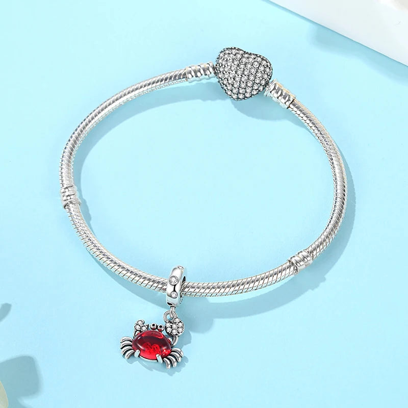 Original 925 Sterling Silber Charms Meeresschildkröte Anhänger Kristall Perlen Fit Marke Armbänder Halsketten Diy Schmuck Für Frauen