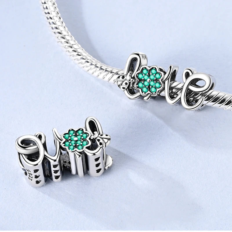 Neu im 925er-Sterlingsilber, grüne Charms, Perlen, Frosch, Kleeblatt, Schildkröte, Anhänger, Schmuck, passend für Original-925-Armbänder für Frauen, DIY-Geschenk