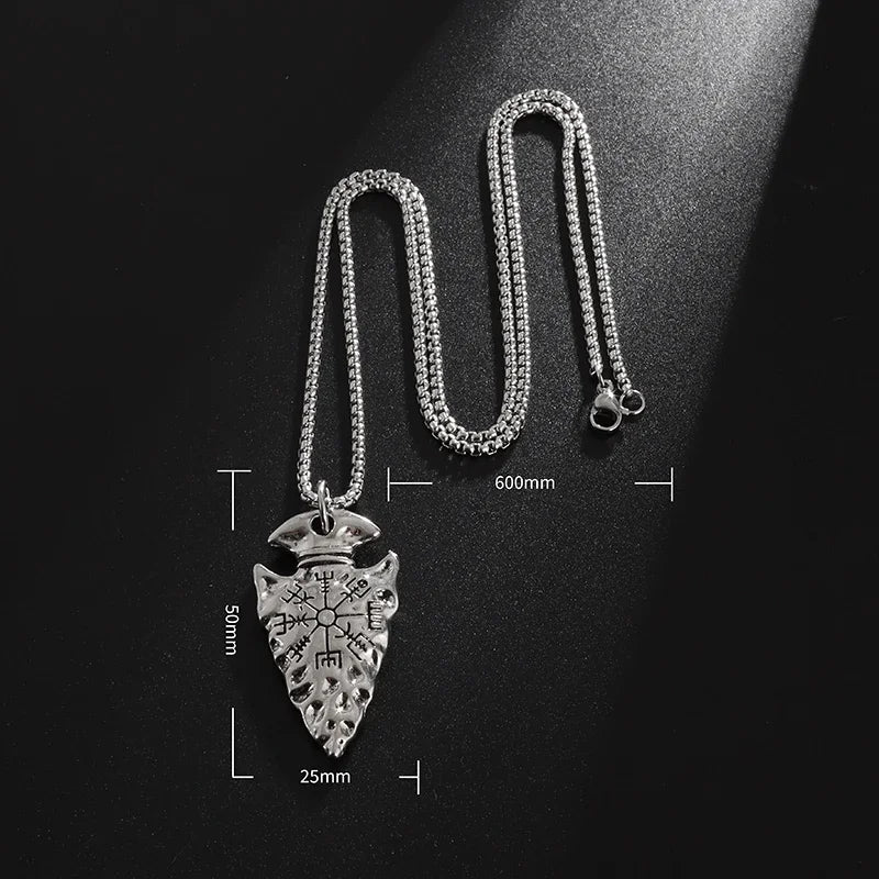 Retro-Trend nordischen Kompass Speerspitze Halskette Männer Frauen Amulett Halskette Schmuck Geschenk