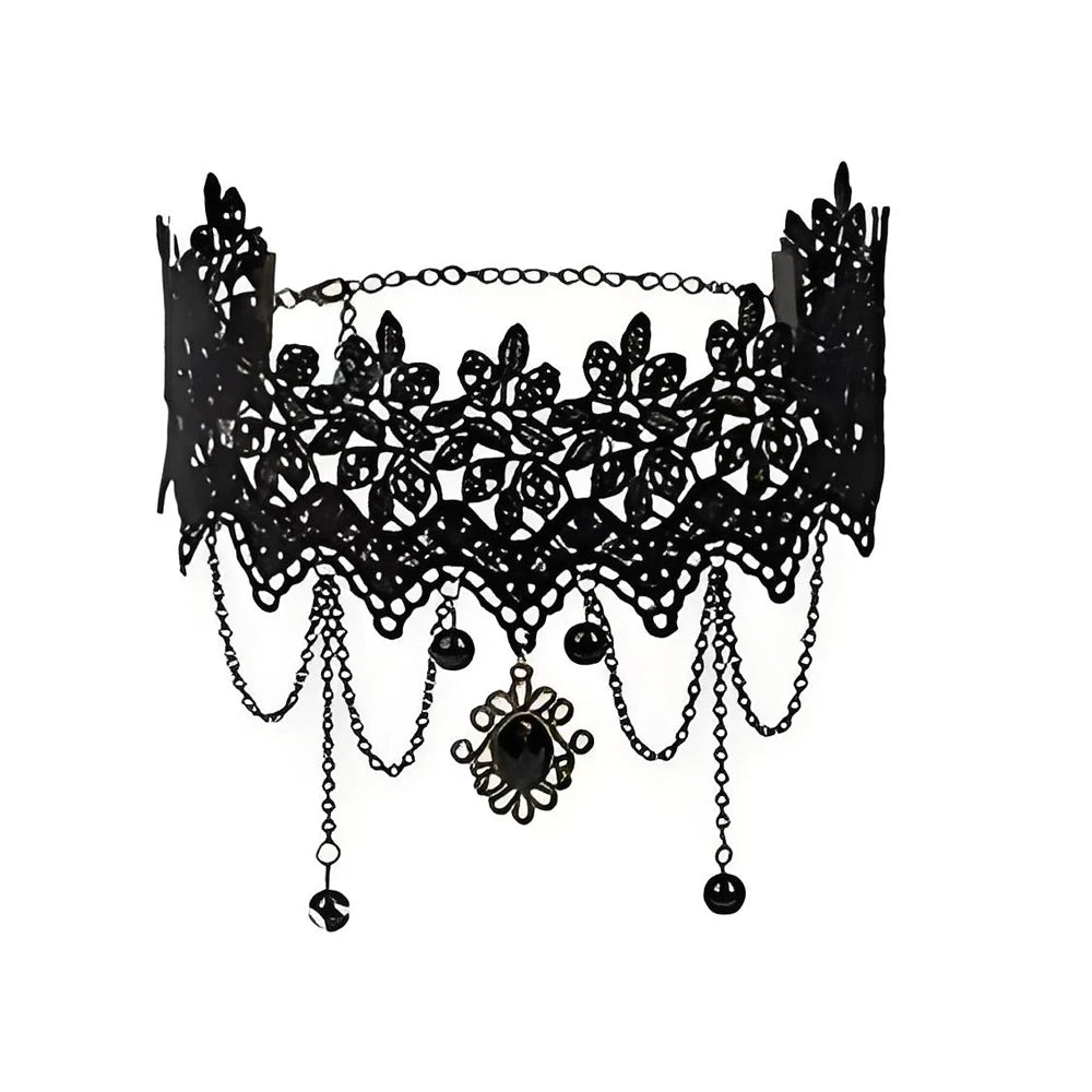 Neo-Gothic Punk Schwarz Sexy Spitze Halskette Für Frauen Mode Retro Schlüsselbein Kette Halloween Kragen Halsband Steampunk Geschenke