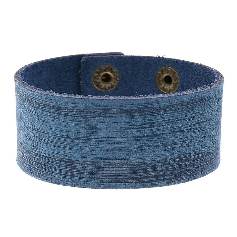 Breite Wickelarmbänder aus echtem Leder für Herren, Retro, verstellbare Armreifen für Männer, Punk-Stil, Schmuck, Geschenke, Schwarz, Braun, Rot, Grün, Blau