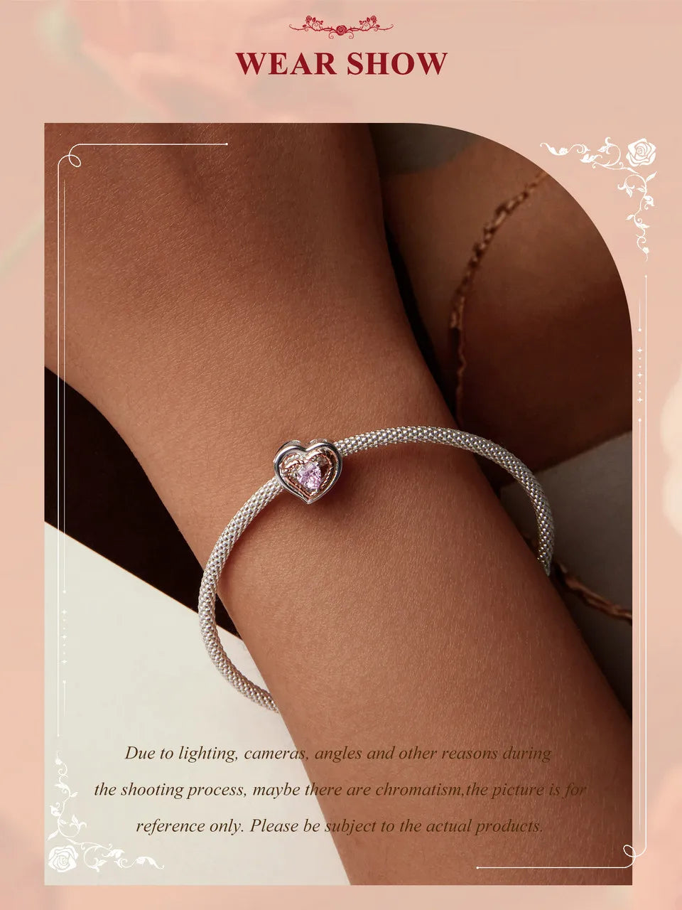 WOSTU Muttertags-Charm aus 925er-Sterlingsilber mit Rosenblüten-Anhänger, Baum des Lebens, Herzperlen, passend für Armbänder, Halsketten, DIY-Geschenk für Mama