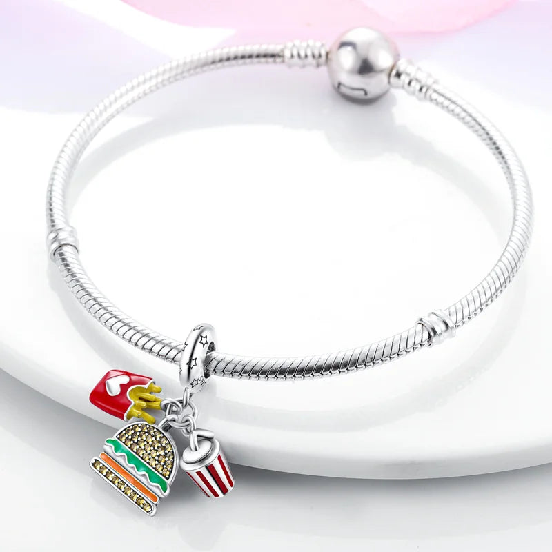Echtes 925 Sterling Silber Buch Und Kaffeetasse Charms Fit Original Pand 3mm Armband Anhänger Perlen Frauen Edlen schmuck
