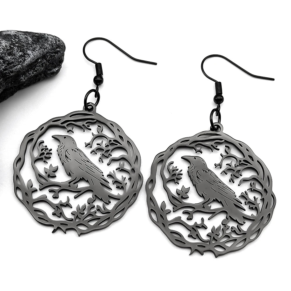 Hohle Krähe Rabe Vögel Anhänger Halskette Frauen Männer Edelstahl Schwarz Farbe Liebe Blume des Lebens Ritter Kette Schmuck Geschenke