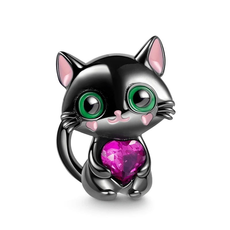 Heiße Verkäufe 925, schwarzer Tier-Anhänger, Serie Gothic-Skelett, Katze, Damenschmuck, geeignet für DIY-Armbänder, Halsketten, Zubehör