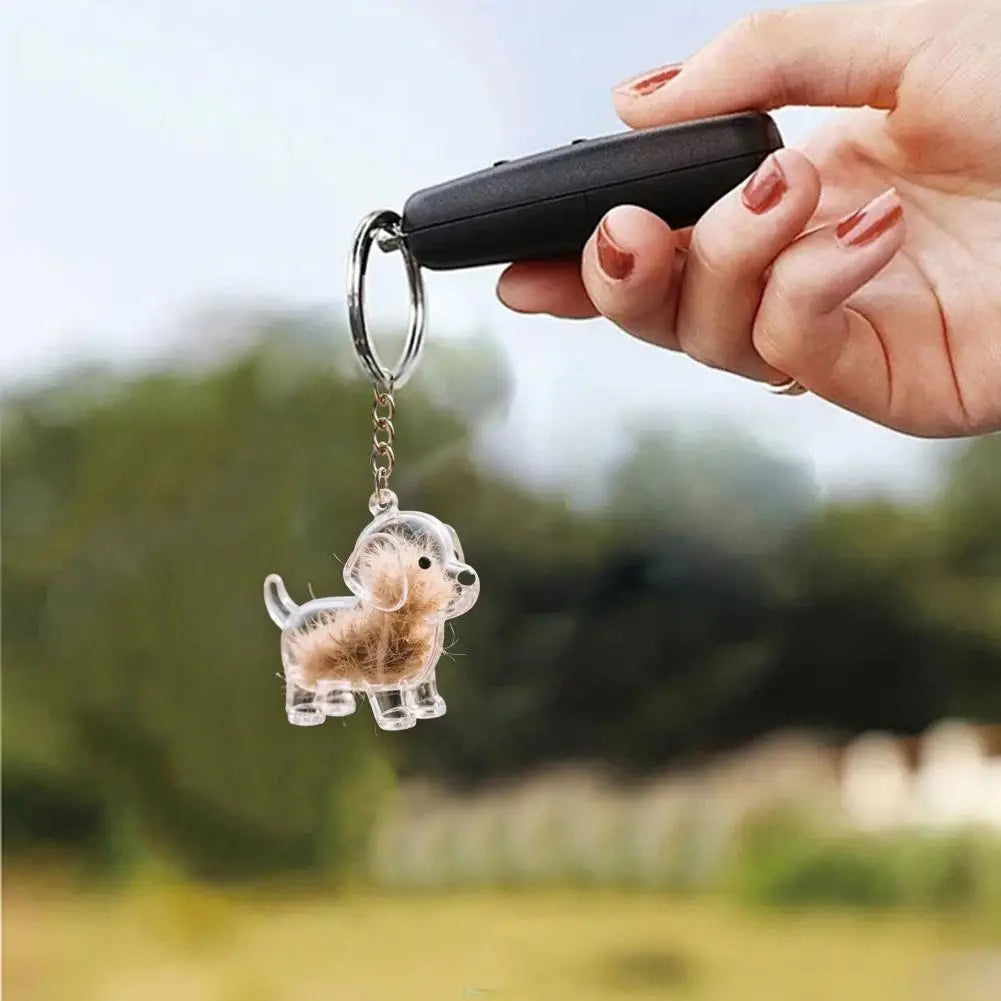 Klarer Tierhaar-Schlüsselanhänger, niedlicher Hund, Fell, Andenkenhalter, kreativer transparenter Tierhaar-Gedenkkollektions-Anhänger für Hund/Katze