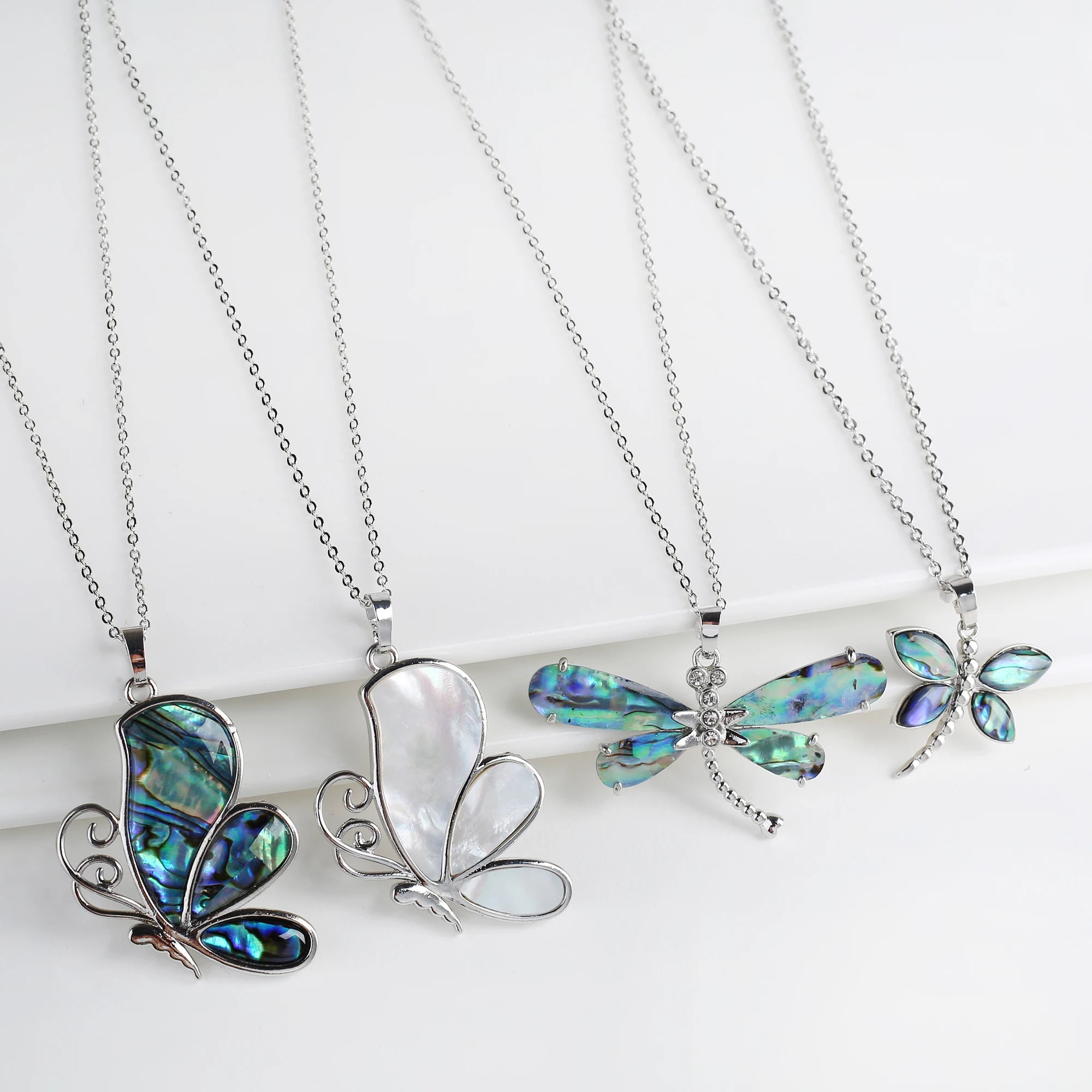 Neue kreative natürliche Muschel Design Insekt Schmetterling Libelle Anhänger Halskette personal isiert für Frau Party Vintage Schmuck Geschenk
