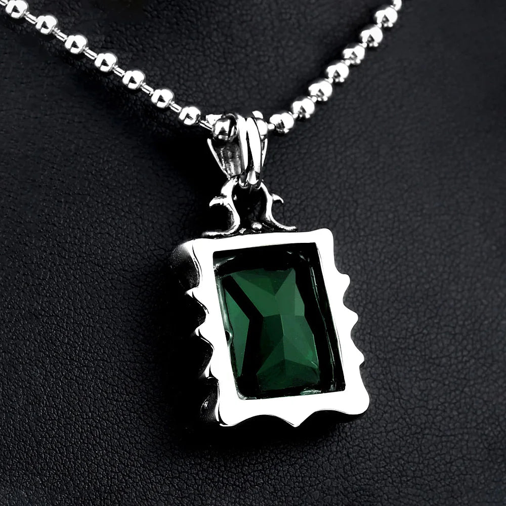 Vintage Mode rot/schwarz/blau/grün Farbe Stein Anhänger Halskette für Männer Frauen Edelstahl Punk Paar Schmuck Drops hipping
