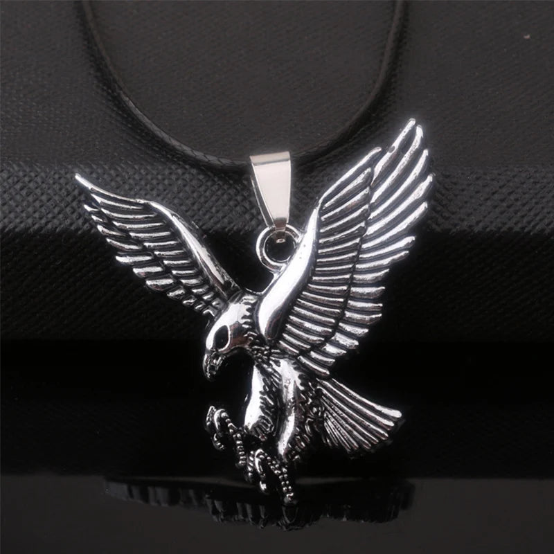 Hip Hop American Weißkopf seeadler Anhänger Halskette Männer Falke Leder Seil Kette Halsketten Wikinger Schmuck