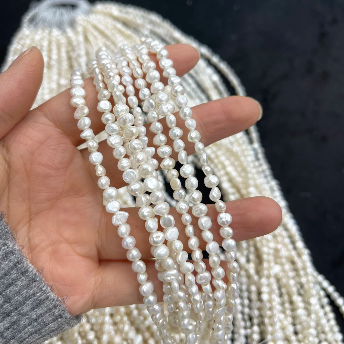 4-5mm Unregelmäßig Geformte Natürliche Süßwasserperlen Halbfertige Perlen für Schmuckherstellung DIY Damen Halskette Armband Zubehör