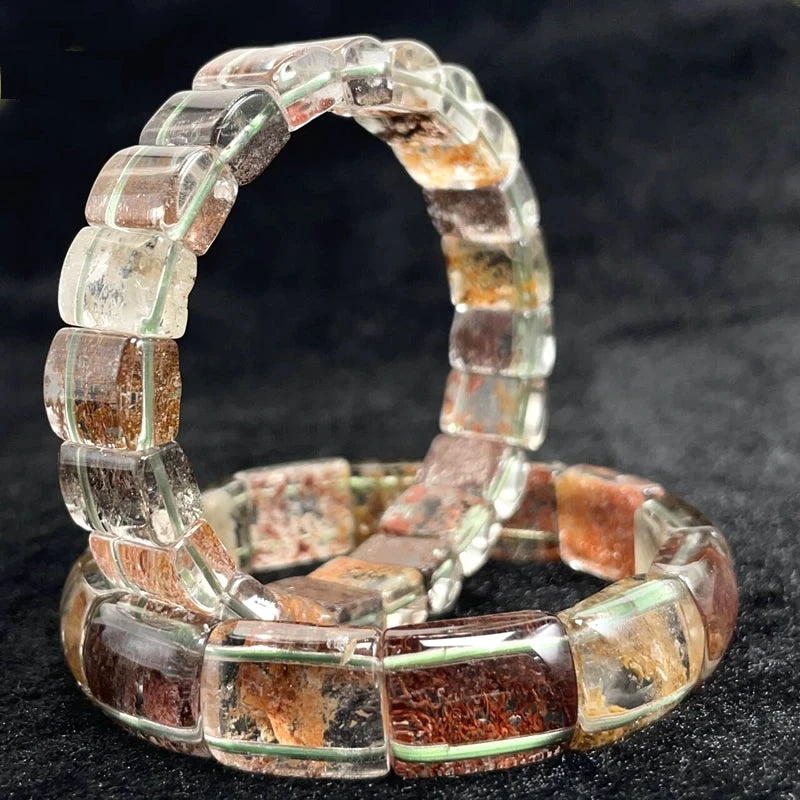 Neues farbiges Naturstein-Vier-Jahreszeiten-Geist-Kristall-Quarz-rechteckiges Armband für Männer und Frauen, Paare, glücklicher Modeschmuck