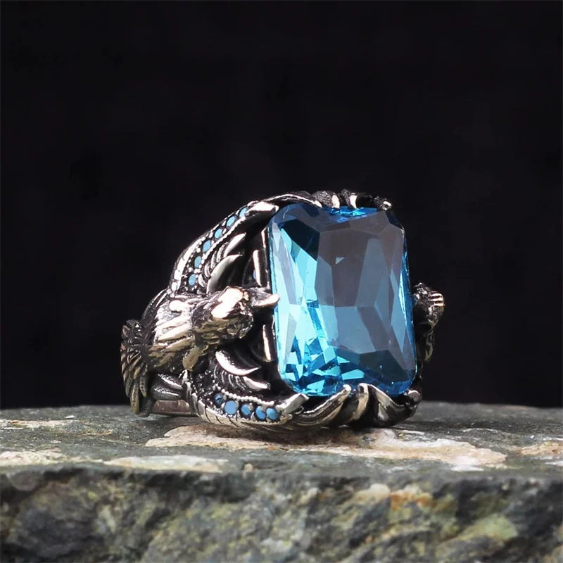 Neuer Herrenring mit künstlichem Zirkon, Persönlichkeit, Retro, anstrebend, besuchen, Bankett, Party, lässig