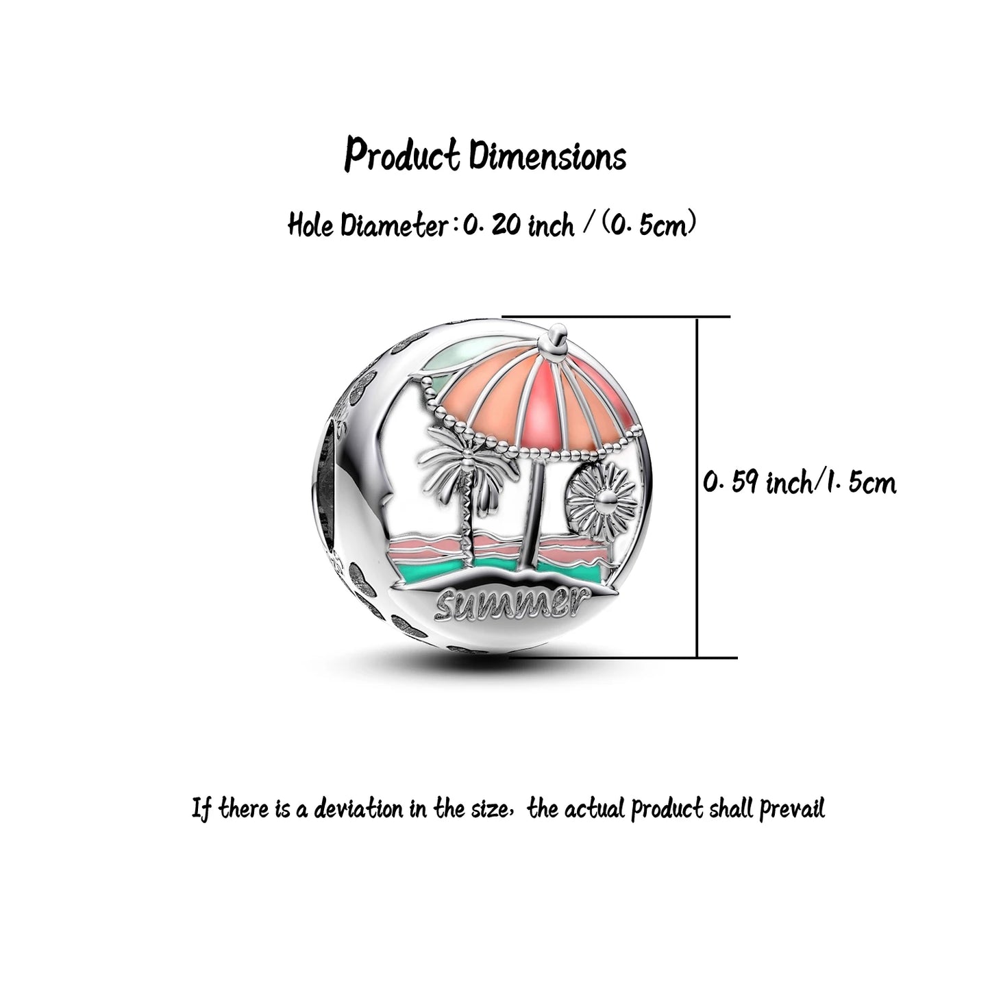 Manyilus S925 Silber Sommer Strand Charm für Original Armband, Tropischer Urlaub Schmuck Anhänger DIY, Urlaubsgeschenk am Meer
