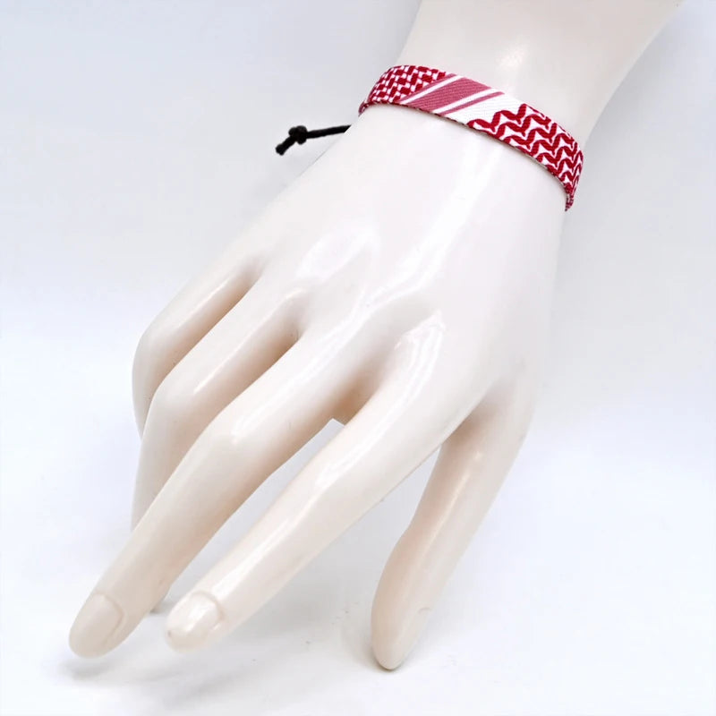 Geometrisches gepunktetes Palästina-Armband für Männer und Frauen, mehrfarbiges Handgeflecht, arabischer Stil, Gaza-Flagge, Schmuckzubehör