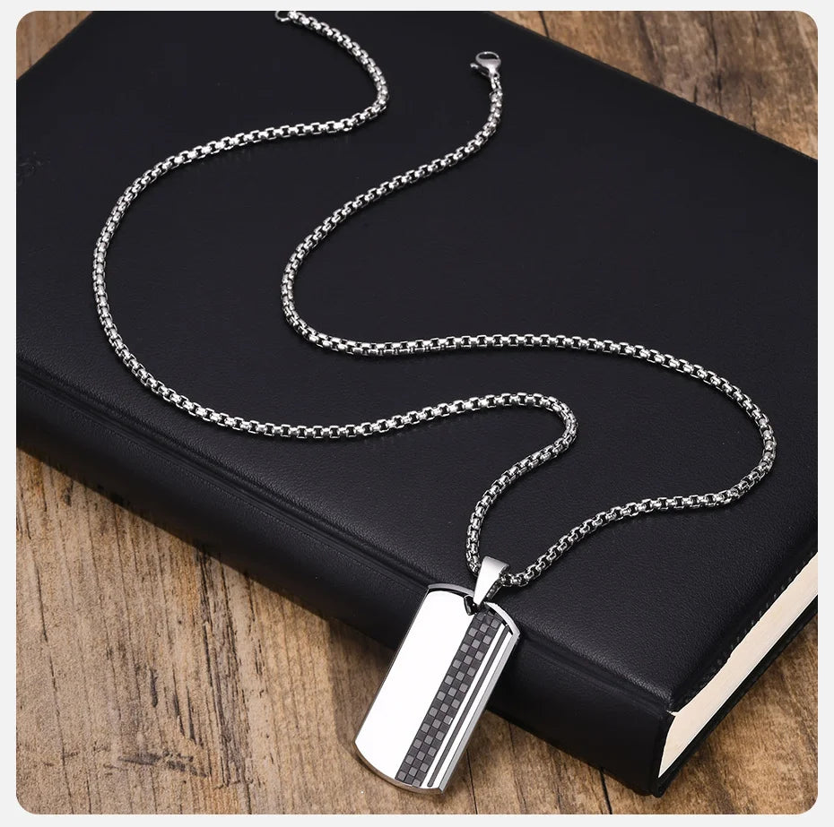 Vnox Herren-Halskette mit Erkennungsmarken-Anhänger aus Edelstahl, geometrische Hundemarken-Halsketten, Geschenk für Ihn, Schmuck
