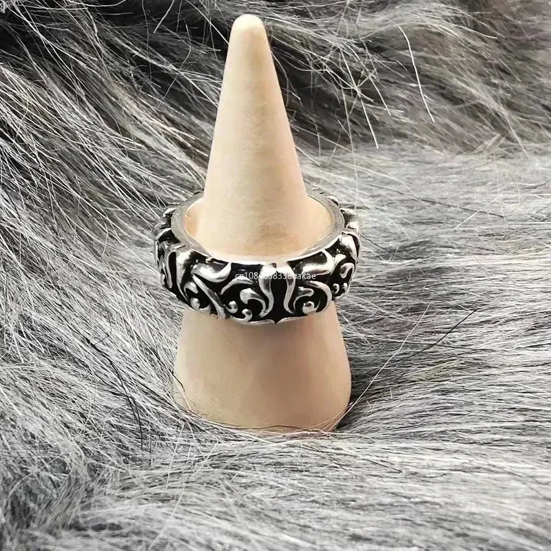 Retro Ewiger Rebe Ring Silber Farbe Punk Gothic Vintage Offener Ring für Männer Frauen Handgefertigter Designer-Schmuck Unisex-Accessoires