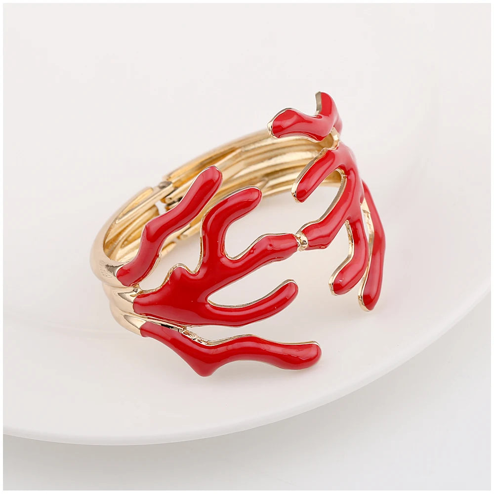 KAYMEN Neues wunderschönes Korallen-Design, luxuriöses Manschettenarmband, Statement-Armreif, Modeschmuck für Frauen, Verlobung, Hochzeit, Zubehör