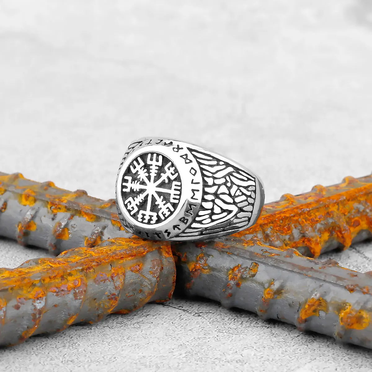 Vintage Edelstahl Wikinger Amulett Ring Nordischer Kompass Runen Männer und Frauen Ringe Teenager Multi Style Schmuck Freund Geschenk