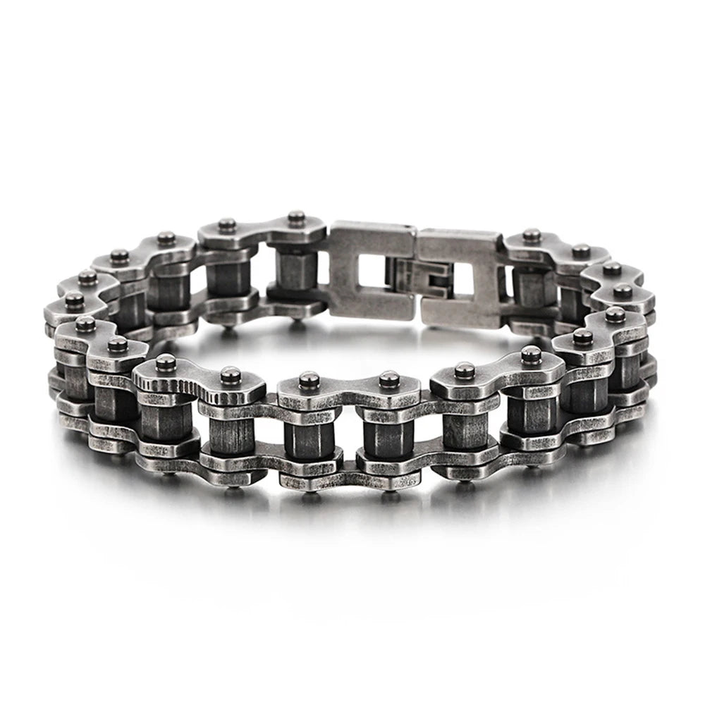 Retro Schwere Bürste Edelstahl Motorrad Kette Armband 11/13 MM Breite Herren Frauen Bike Biker Armbänder Hip-Hop Schmuck 19-23 cm