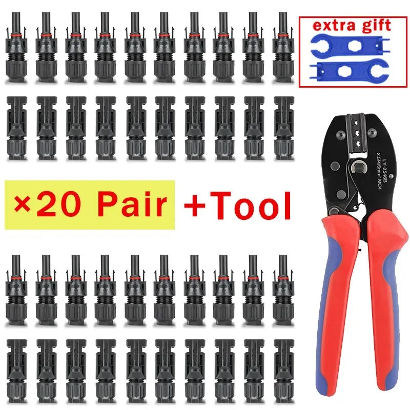 Solarpanel-PV-Kabel-Crimpwerkzeug-Set für AWG14-10 2,5/4/6 mm2 mit Abisolierer, Schneider, Solarschlüssel und Solaranschlüssen