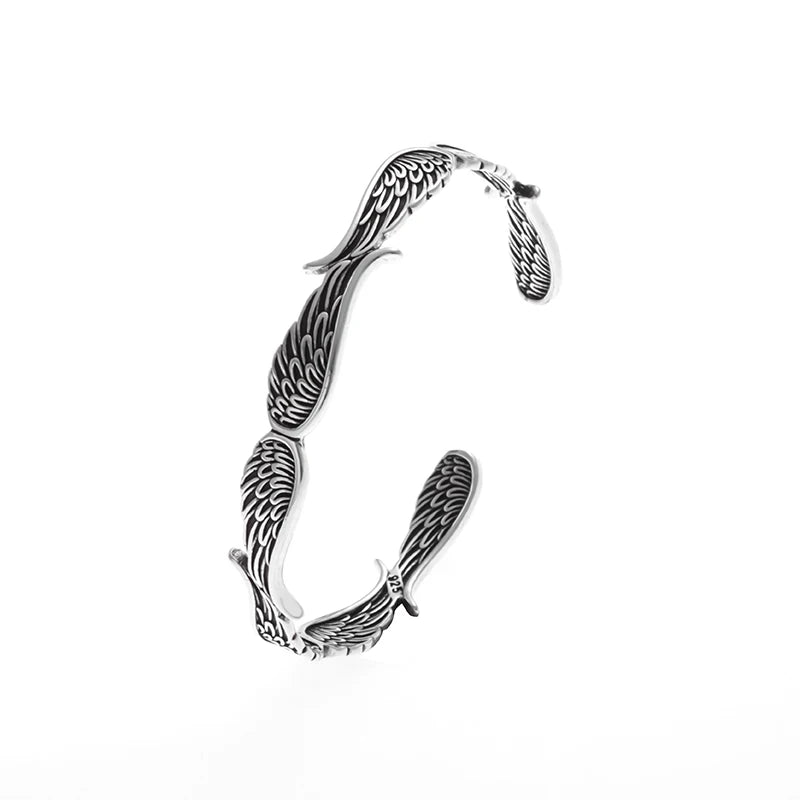 Retro Kreatives Design Engelsflügel Metall Offene Armreif Armbänder für Männer Frauen Cool Glamour Party Biker Schmuck