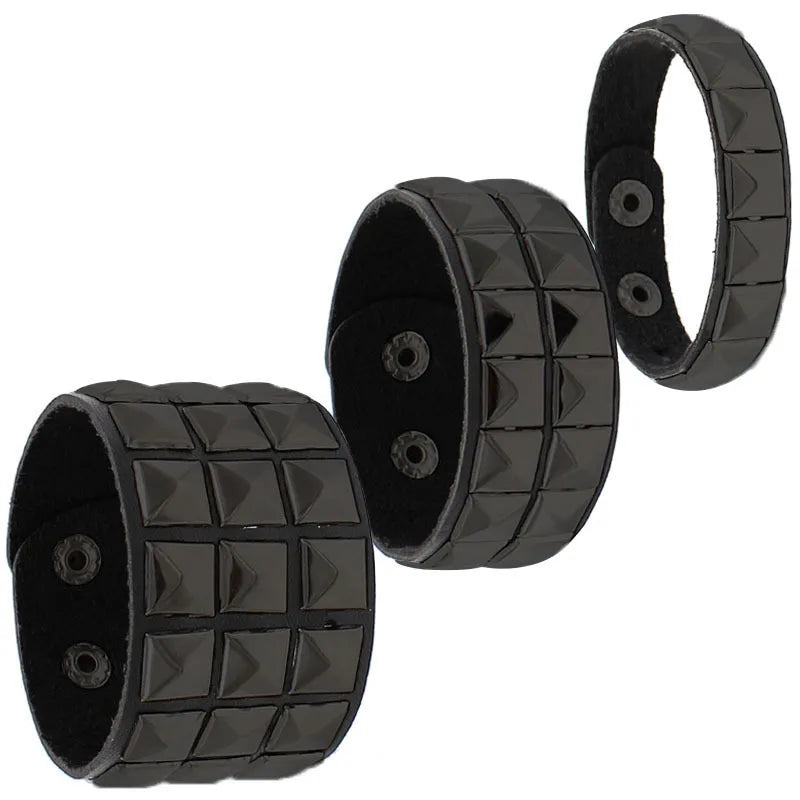 2022 Gothic Punk Mode Pu Leder Armband Schwarz Breite Manschette Armbänder Armreifen Vintage Punk Armband Männer Schmuck
