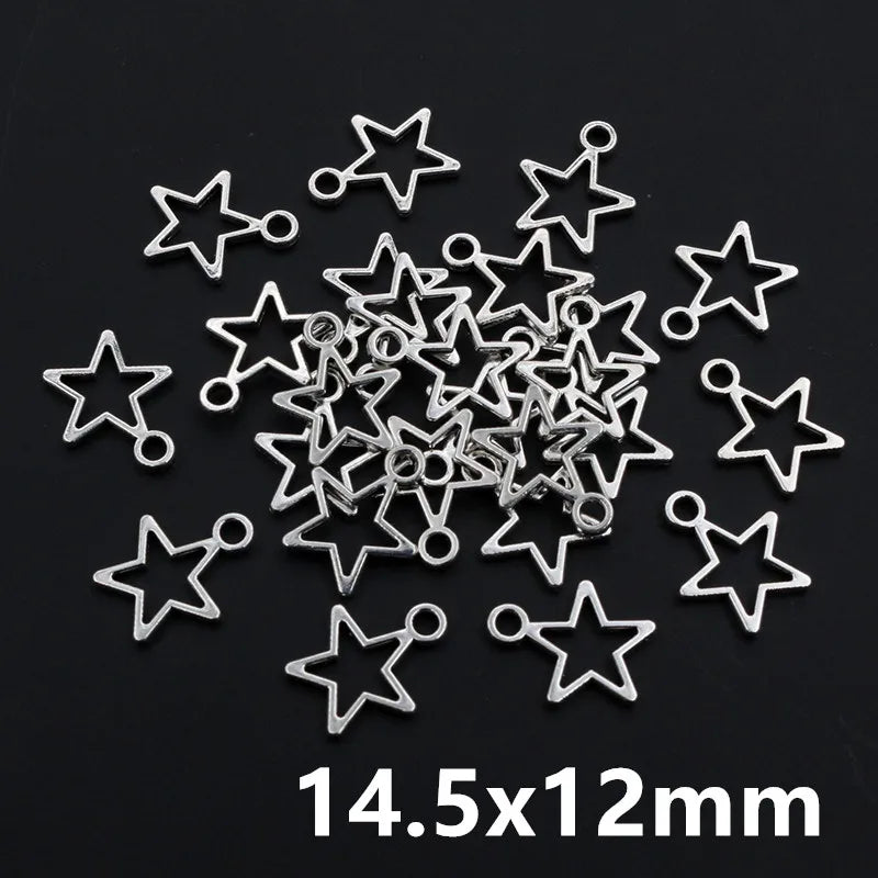 100 Stück kleine Stern-Charms-Anhänger, Antik-Silber, Legierung, Metall, DIY-Schmuckherstellung, Zubehör für Ohrringe, Armbänder, Halsketten