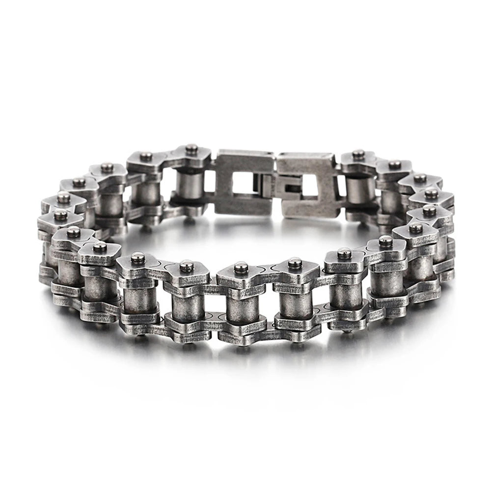 Retro Schwere Bürste Edelstahl Motorrad Kette Armband 11/13 MM Breite Herren Frauen Bike Biker Armbänder Hip-Hop Schmuck 19-23 cm