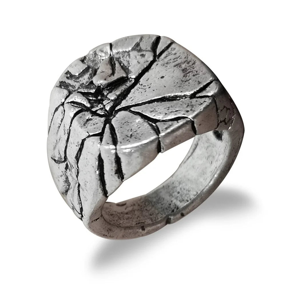 Vintage Rissige Legierung Männer Ring Retro Platz Zeigefinger Ring Für Männer Rock Bar Party Schmuck Großhandel