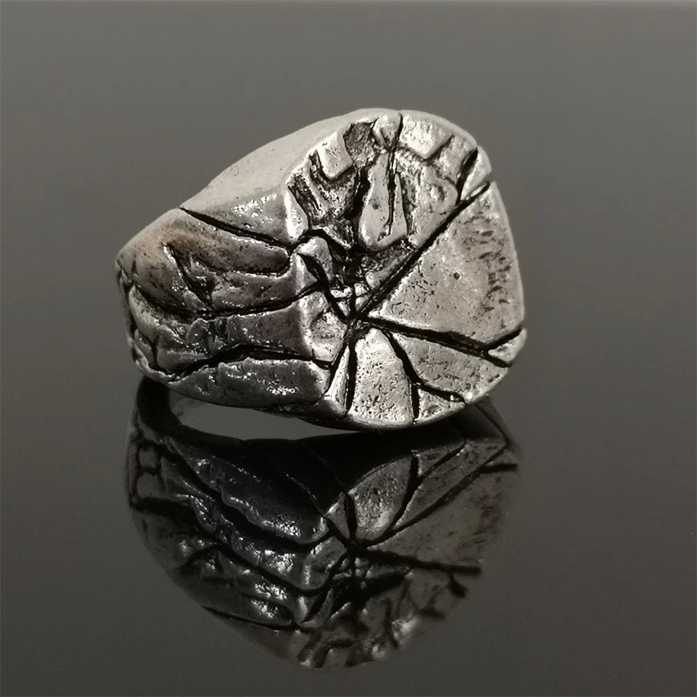 Vintage Rissige Legierung Männer Ring Retro Platz Zeigefinger Ring Für Männer Rock Bar Party Schmuck Großhandel