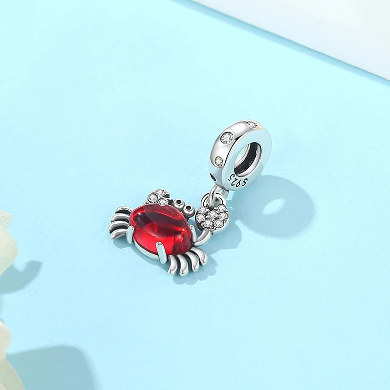 Original 925 Sterling Silber Charms Meeresschildkröte Anhänger Kristall Perlen Fit Marke Armbänder Halsketten Diy Schmuck Für Frauen