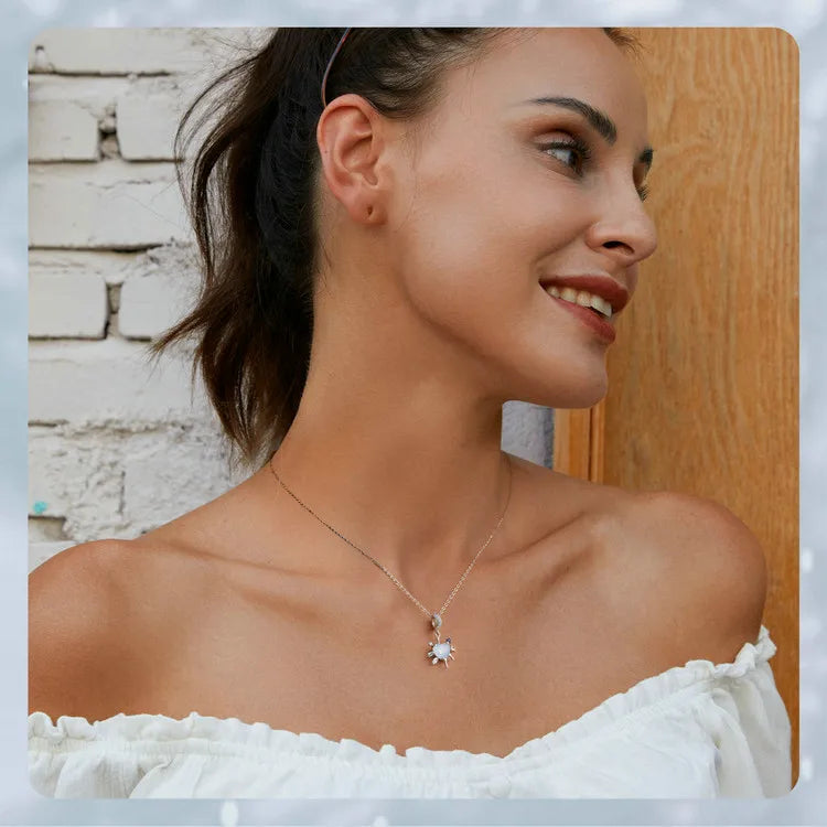 Wostu Sterling Silber schmelzende Eis Schneeflocke Anhänger blau Opal Liebe Herz Regenbogen Charme fit Original Armband DIY Winter Geschenk