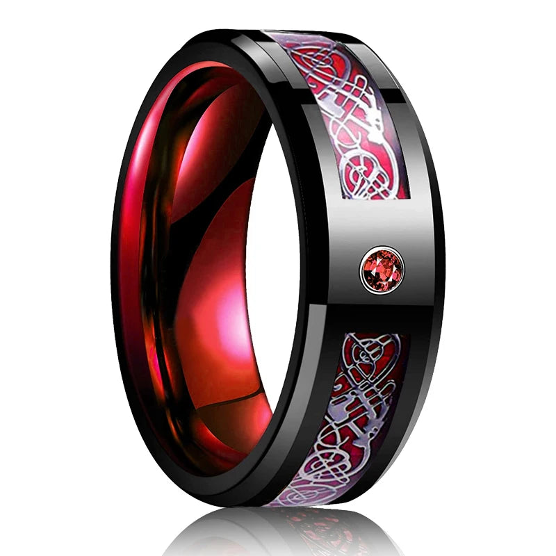 Moderne 8mm Schwarz Titan stahl Ringe für Männer Frauen Nut Facetten Edelstahl Männer Ring Hochzeit Band schmuck Großhandel