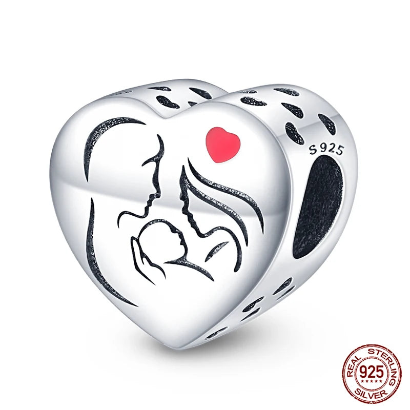 Charms aus 925er-Sterlingsilber, romantische Herz-Serie, Perlen, passend für Qikaola 925 Original-Armbänder, DIY-Schmuck zum Muttertag, Geschenke