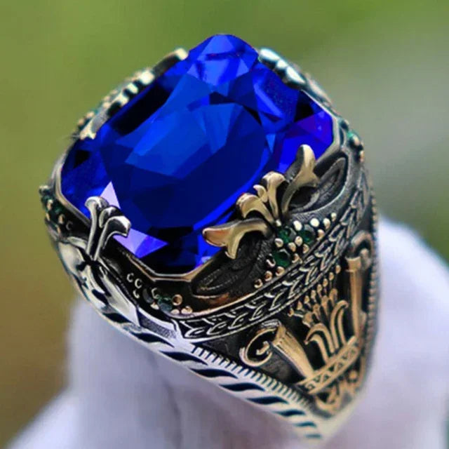 Europäischer und amerikanischer eingelegter Smaragd-Herrenring Türkei Retro dominanter Persönlichkeitsring, um den Bankett-Party-Schmuck teilzunehmen