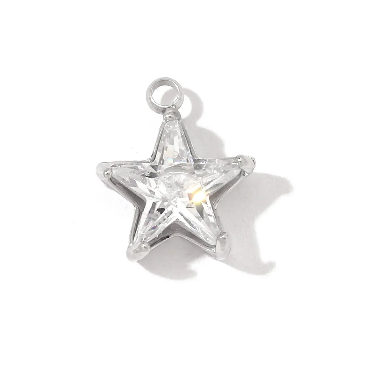 3 teile/los Mode Edelstahl Zirkon Kristall Charms Oval Stern Herz Runde Quadrat HorseeyeStone Halskette DIY Kleine Anhänger